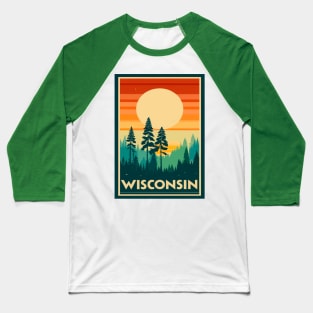 Wisconsin Tourism Sunset Graphic Baseball T-Shirt